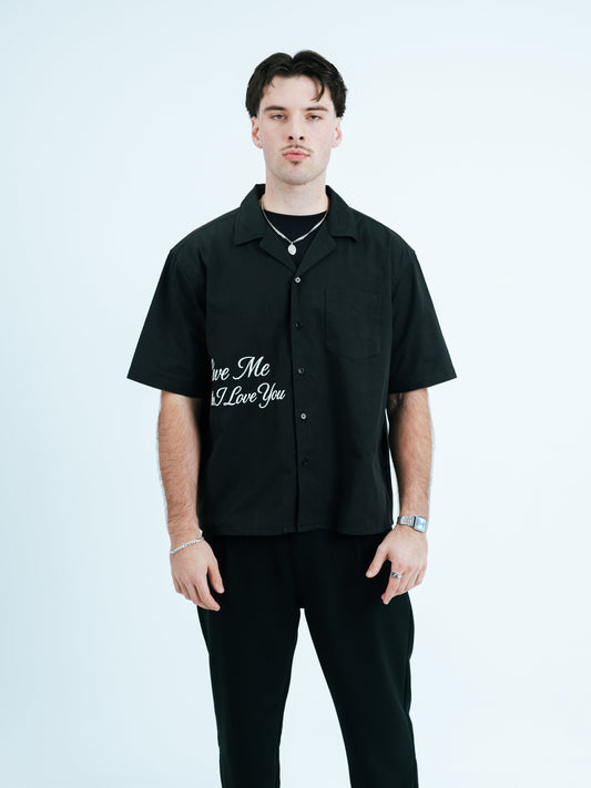 Tension Black Boxy Button up