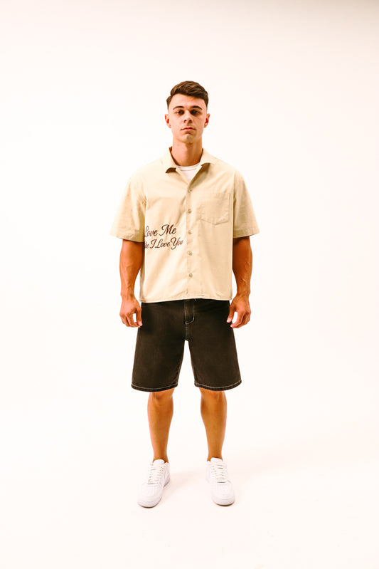 Tension Beige Boxy Button Up