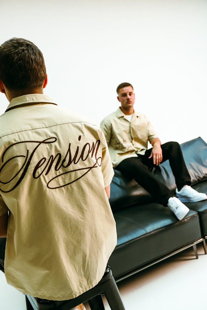 Tension Beige Boxy Button Up