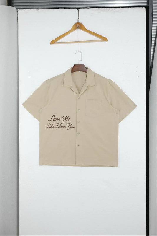 Beige Boxy Button Up