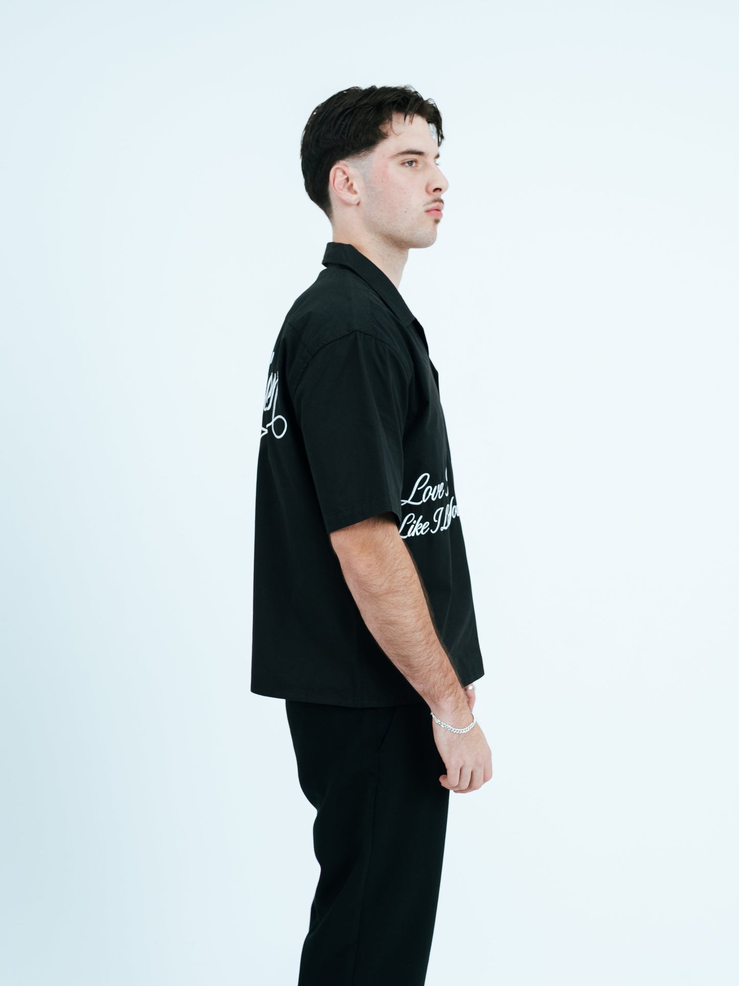 Tension Black Boxy Button up