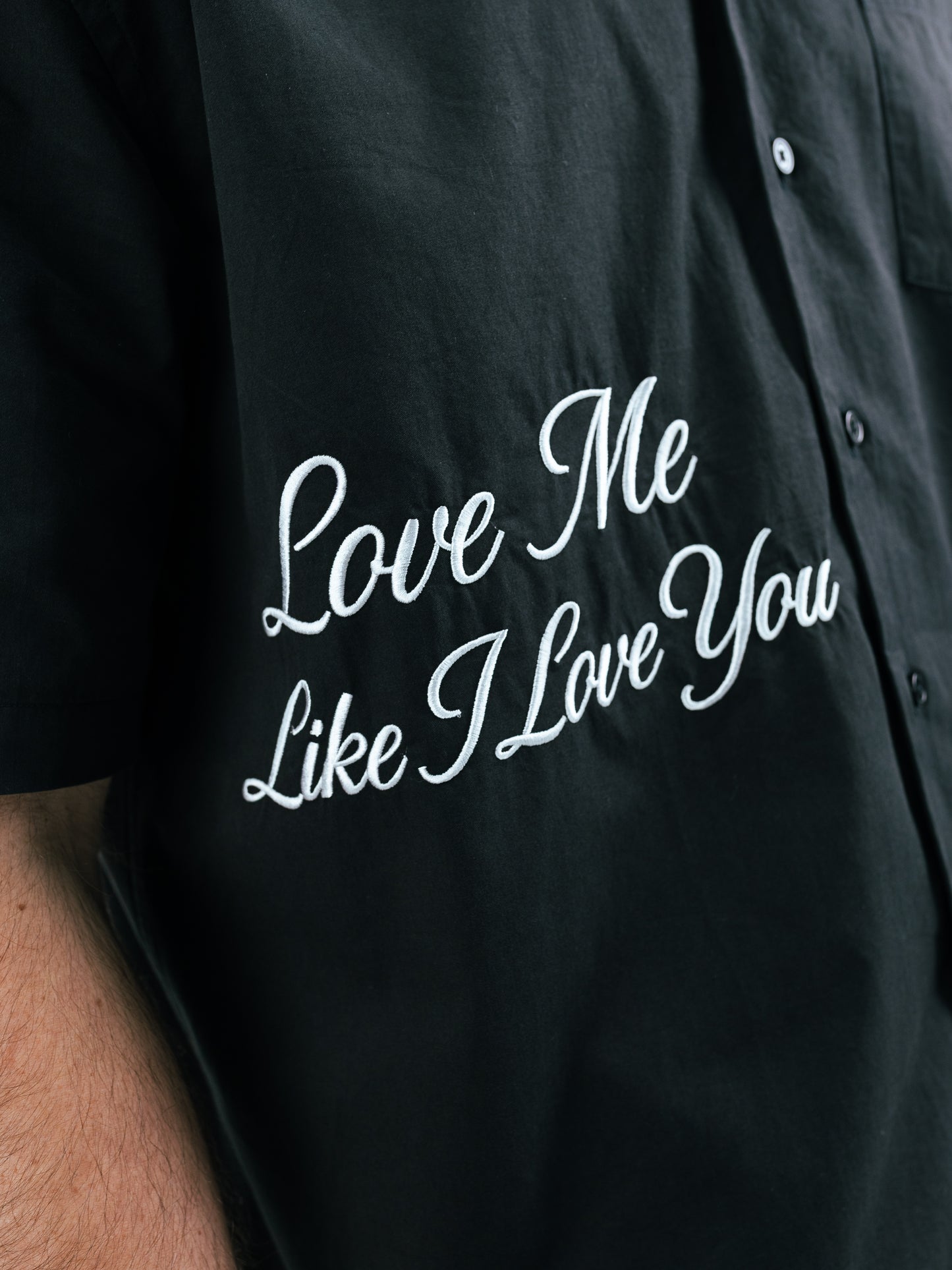 Tension Black Boxy Button up
