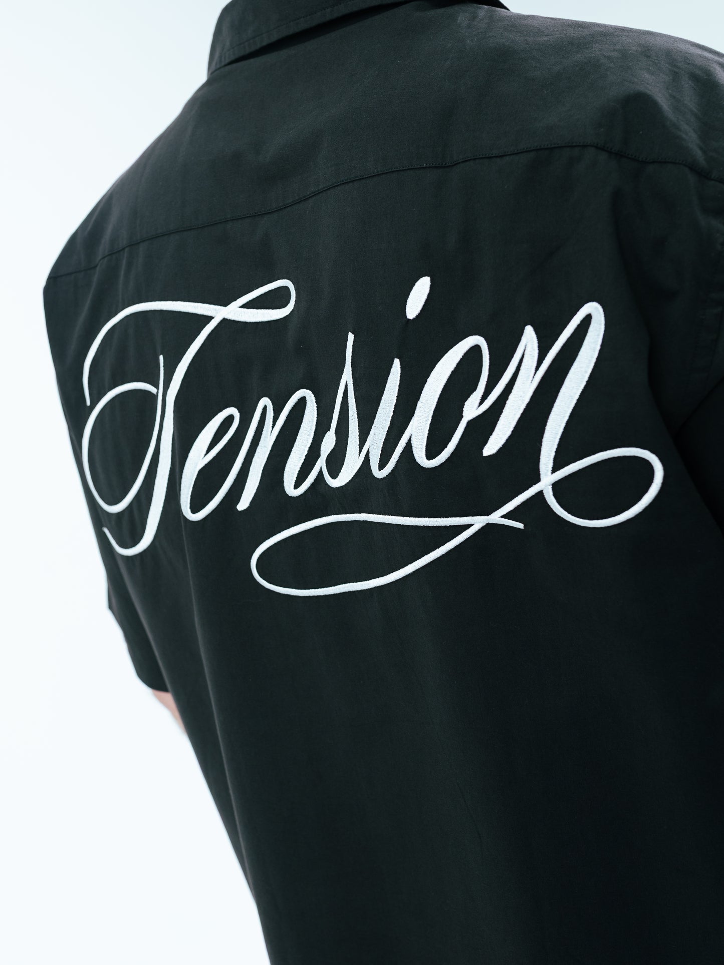Tension Black Boxy Button up
