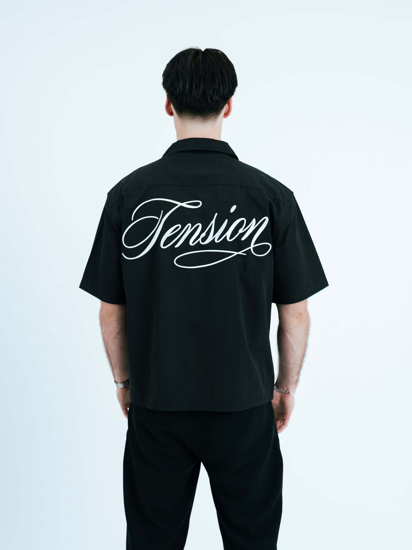 Tension Black Boxy Button up