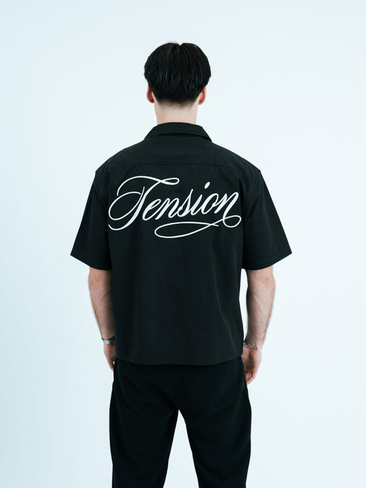 Tension Black Boxy Button up