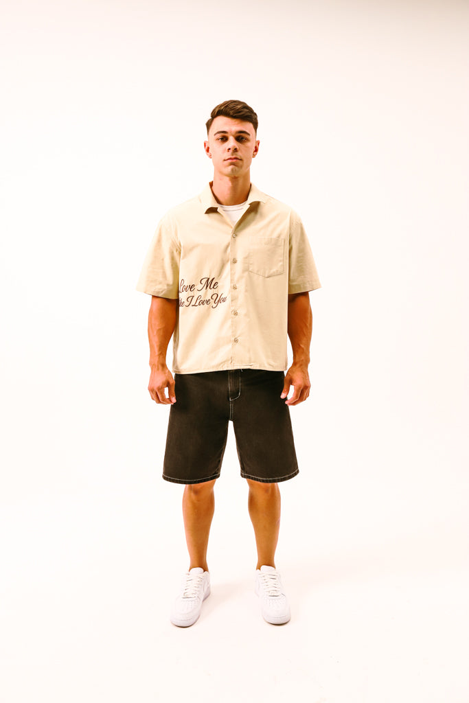 Tension Beige Boxy Button Up