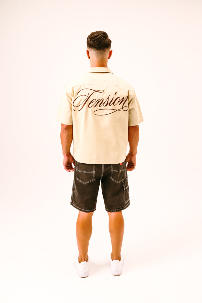 Tension Beige Boxy Button Up