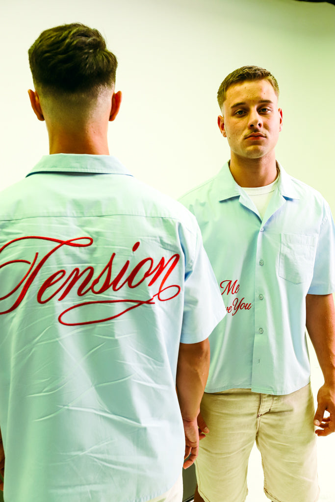 Tension Blue Boxy Button Up